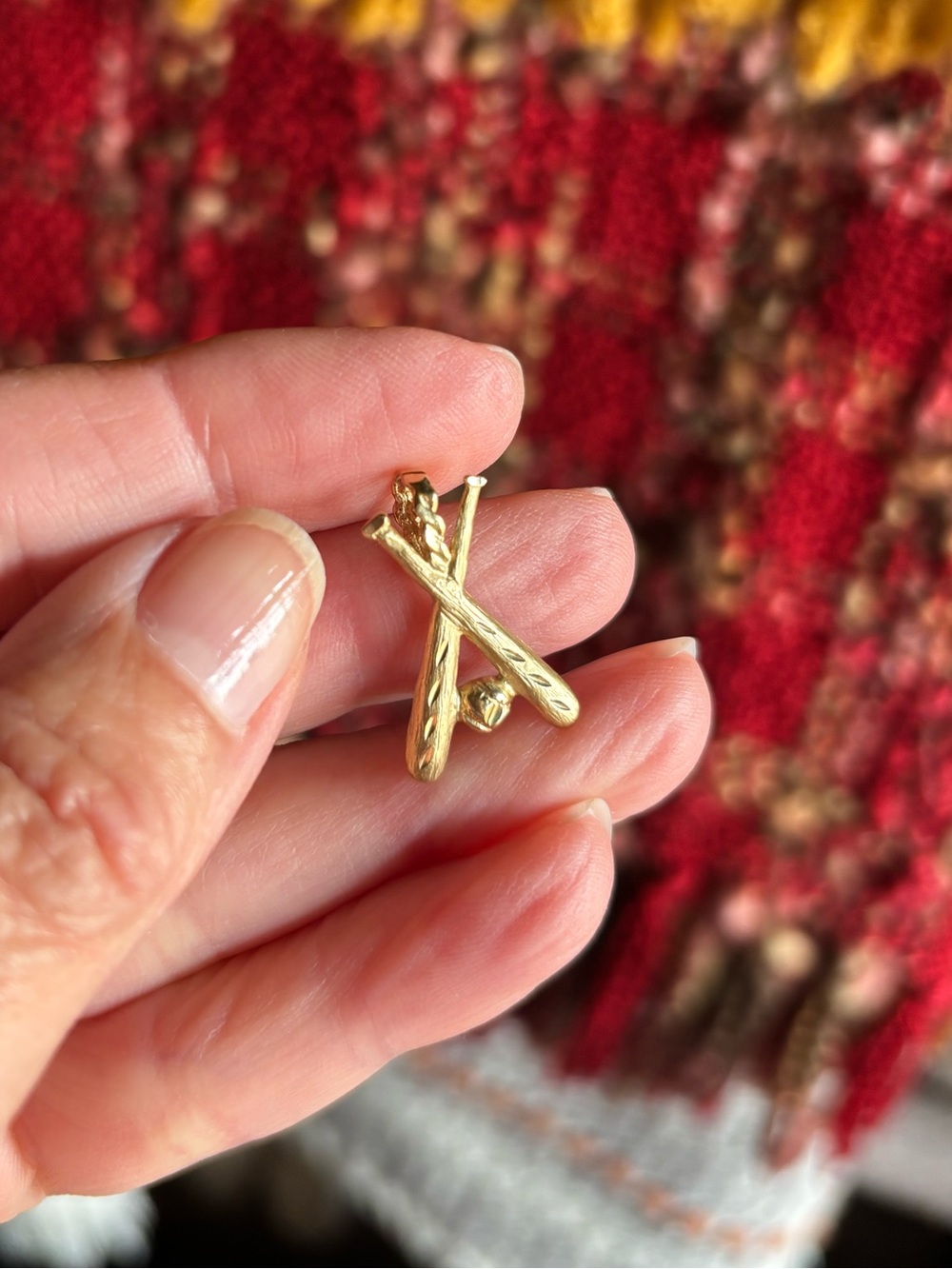 14k Gold Baseball Bats & Ball Pendant Charm - Picture 4 of 9